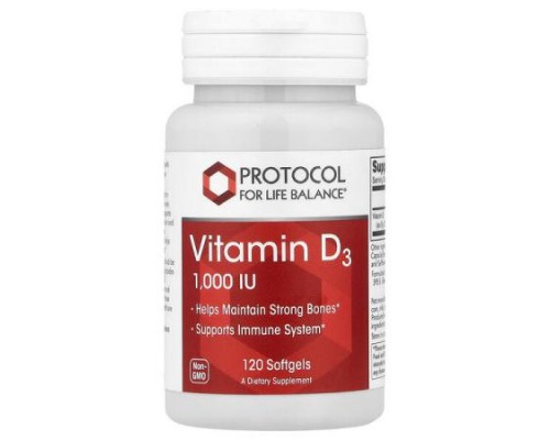 Protocol for Life Balance, Vitamin D3 , 1,000 IU, 120 Softgels