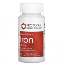 Protocol for Life Balance, Iron, High Potency, 36 mg, 90 Veg Capsules