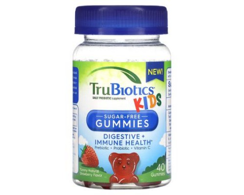TruBiotics, Kids, Daily Probiotic Supplement, Yummy Natural Strawberry, 40 Gummies