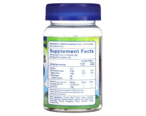 TruBiotics, Kids, Daily Probiotic Supplement, Yummy Natural Strawberry, 40 Gummies