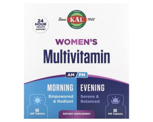 KAL, Women's Multivitamin, Morning & Evening, 2 Pack, 60 Tablets Each