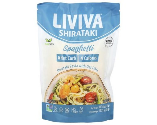 LIVIVA, Spaghetti, Shirataki Pasta With Oat Fiber, 18.34 oz (520 g) (Discontinued Item) LIVIVA, Spaghetti, Shirataki Pasta With Oat Fiber, 18.34 oz (520 g) (Discontinued Item)