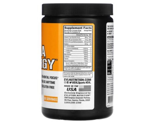 EVLution Nutrition, BCAA ENERGY, Orange Blast, 10.1 oz (285 g)
