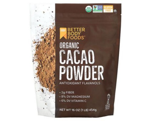 BetterBody Foods, Organic Cacao Powder, 1 lb (454 g) BetterBody Foods, Organic Cacao Powder, 1 lb (454 g)
