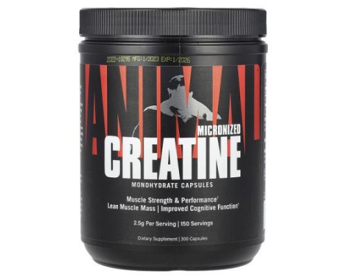 Animal, Micronized Creatine, 300 Capsules (1,250 mg per Capsule) Animal, Micronized Creatine, 300 Capsules (1,250 mg per Capsule)