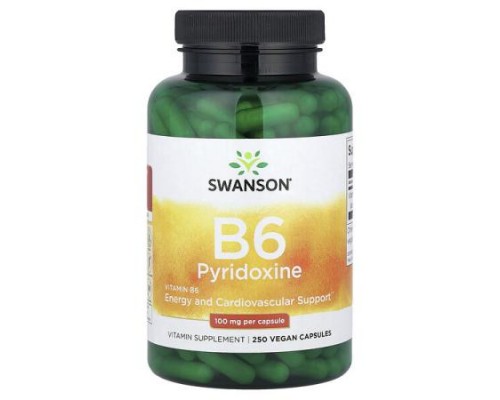 Swanson, Vitamin B6 Pyridoxine, 100 mg, 250 Vegan Capsules