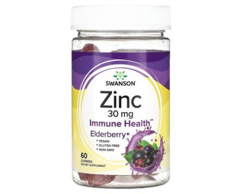 Swanson, Zinc Gummies, 30 mg, 60 Gummies