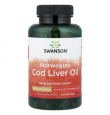 Swanson, Norwegian Cod Liver Oil, 350 mg, 250 Softgels