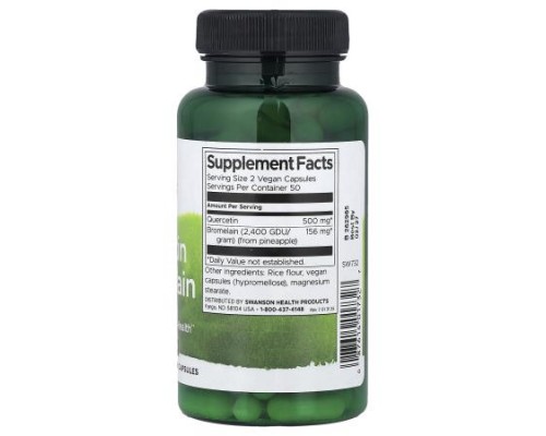 Swanson, Quercetin & Bromelain, 100 Vegan Capsules