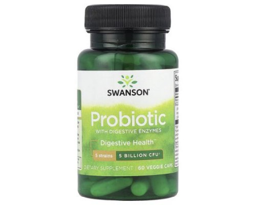Swanson, Probiotic with Digestive Enzymes, 5 Billion CFU, 60 Veggie Caps