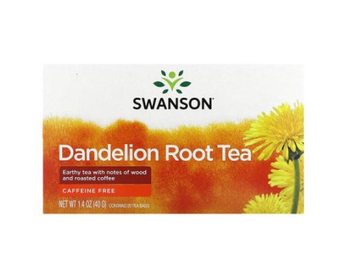 Swanson, Dandelion Root Tea, Caffeine Free, 20 Tea Bags, 1.4 oz (40 g)