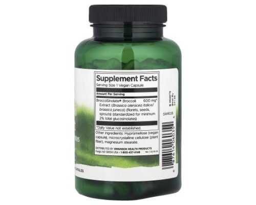 Swanson, Broccoli Extract with Glucosinolates, 120 Vegan Capsules (600 mg per Capsule) Swanson, Broccoli Extract with Glucosinolates, 120 Vegan Capsules (600 mg per Capsule)