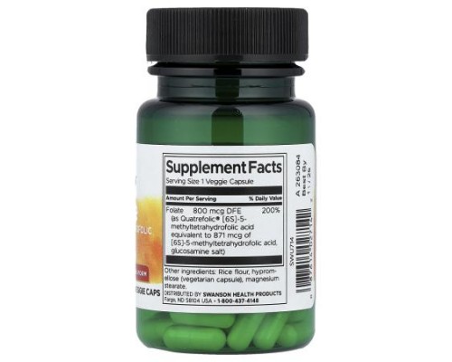 Swanson, Folate, High Potency , 30 Veggie Caps (800 mcg per Capsule)