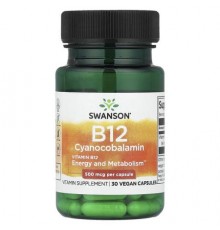 Swanson, Vitamin B12, 500 mcg, 30 Vegan Capsules