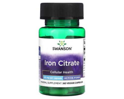 Swanson, Iron Citrate, Active Form, 25 mg, 60 Veggie Capsules