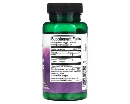 Swanson, Marine Collagen Peptides Type 1, 500 mg, 60 Veggie Capsules Swanson, Marine Collagen Peptides Type 1, 500 mg, 60 Veggie Capsules