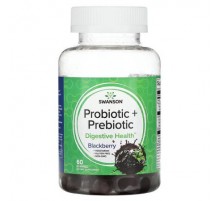 Swanson, Probiotic + Prebiotic, Blackberry, 60 Gummies
