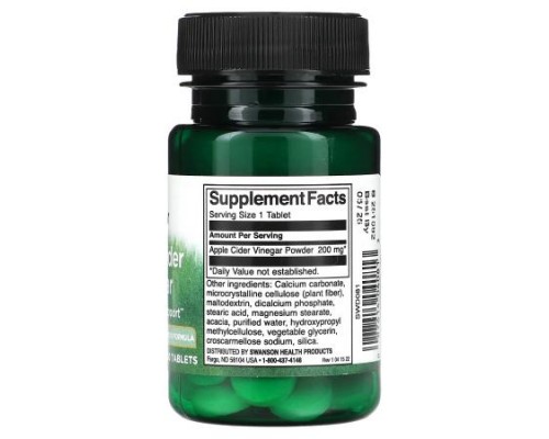 Swanson, Apple Cider Vinegar, 200 mg , 30 Tablets