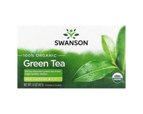 Swanson, 100% Organic Green Tea, 20 Tea Bags, 1.4 oz (40 g) Swanson, 100% Organic Green Tea, 20 Tea Bags, 1.4 oz (40 g)