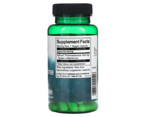Swanson, L-Methionine, Featuring AjiPure, 500 mg, 60 Veggie Caps