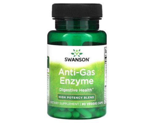 Swanson, Anti-Gas Enzyme, High Potency Blend, 90 Veggie Caps