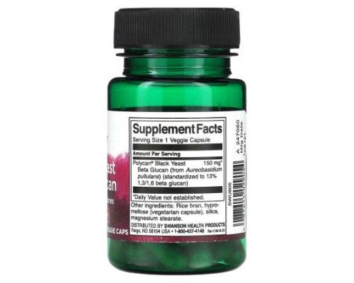 Swanson, Black Yeast Beta Glucan, 30 Veggie Caps (150 mg per Cap)