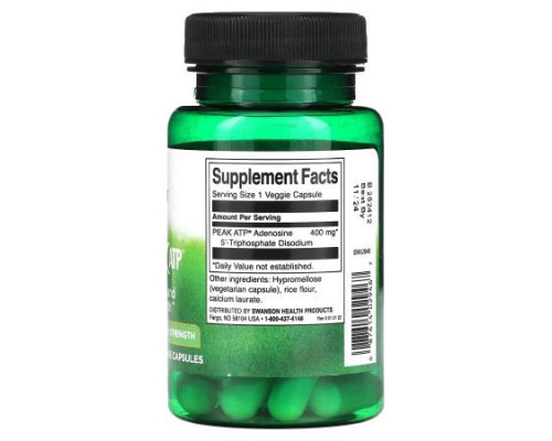 Swanson, Peak ATP, Maximum Strength, 400 mg, 30 Veggie Capsules