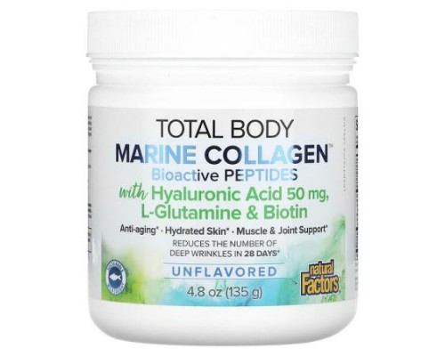 Natural Factors, Total Body Marine Collagen, Bioactive Peptides, Unflavored, 4.8 oz (135 g)