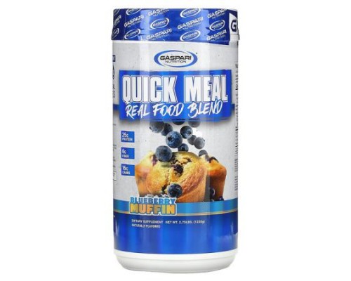 Gaspari Nutrition, Quick Meal, Real Food Blend, Blueberry Muffin, 2.75 lbs (1,250 g)