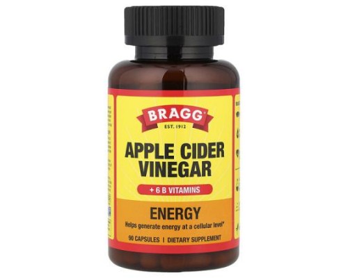 Bragg, Energy, Apple Cider Vinegar + 6 B Vitamins, 90 Capsules Bragg, Energy, Apple Cider Vinegar + 6 B Vitamins, 90 Capsules
