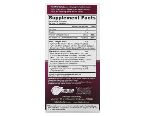 Vitauthority, Multi Collagen Burn, 60 Capsules