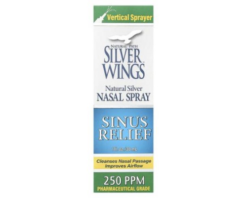 Natural Path Silver Wings, Natural Silver, Nasal Spray, Sinus Relief, 250 PPM, 1 fl oz (30 ml) Natural Path Silver Wings, Natural Silver, Nasal Spray, Sinus Relief, 250 PPM, 1 fl oz (30 ml)