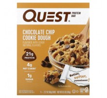 Quest Nutrition, Protein Bar, Chocolate Chip Cookie Dough, 4 Bars, 2.12 oz (60 g) Each