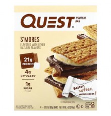 Quest Nutrition, Protein Bar, S'Mores, 4 Bars, 2.12 oz (60 g) Each