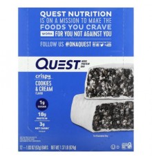 Quest Nutrition, Hero Protein Bar, Crispy Cookies & Cream, 12 Bars, 1.83 oz (52 g) Each
