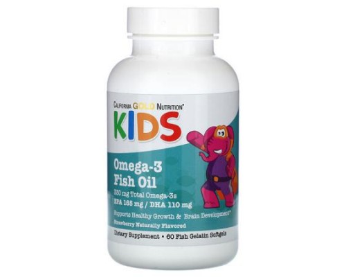 California Gold Nutrition, Kid’s Omega-3 Fish Oil, Natural Strawberry, 60 Fish Gelatin Softgels California Gold Nutrition, Kid’s Omega-3 Fish Oil, Natural Strawberry, 60 Fish Gelatin Softgels