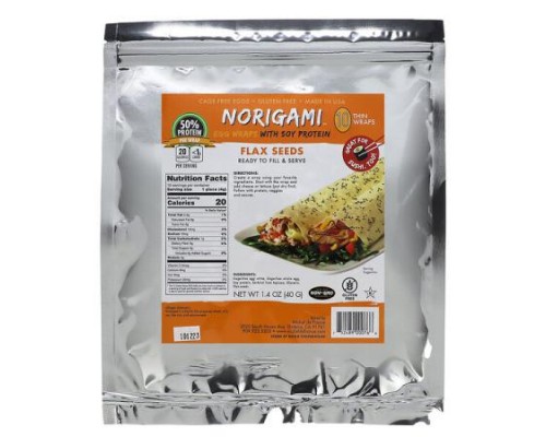 Norigami, Egg Wraps With Soy Protein, Flax Seeds, 10 Thin Wraps, 1.4 oz (40 g) Norigami, Egg Wraps With Soy Protein, Flax Seeds, 10 Thin Wraps, 1.4 oz (40 g)