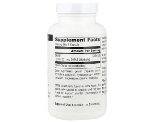 Source Naturals, DMAE, 351 mg, 200 Capsules Source Naturals, DMAE, 351 mg, 200 Capsules