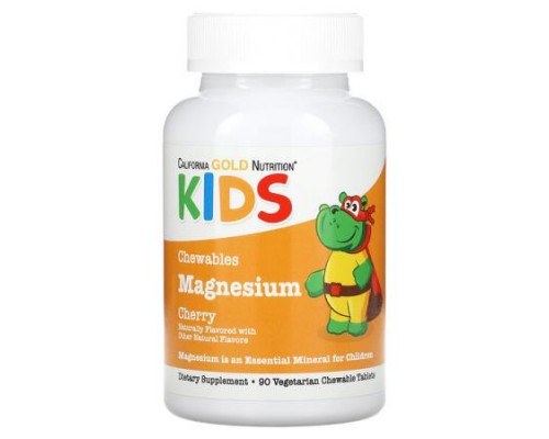 California Gold Nutrition, Chewable Magnesium for Children, Cherry, 90 Vegetarian Tablets (50 mg per Tablet) California Gold Nutrition, Chewable Magnesium for Children, Cherry, 90 Vegetarian Tablets (50 mg per Tablet)