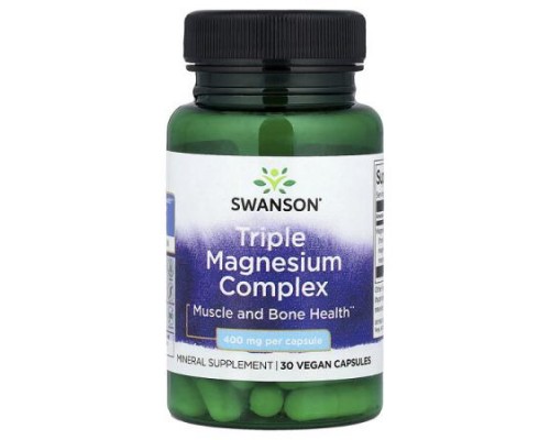 Swanson, Triple Magnesium Complex, 400 mg, 30 Vegan Capsules