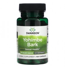 Swanson, Yohimbe Bark, 75 mg, 100 Capsules