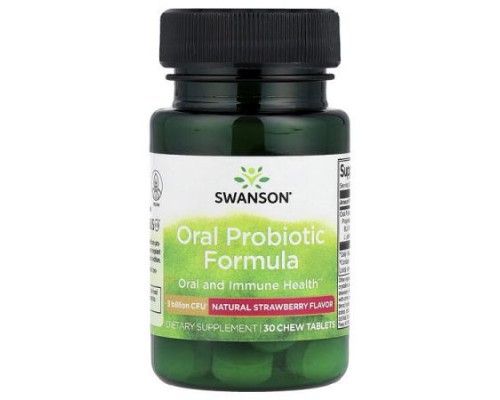 Swanson, Oral Probiotic Formula, Natural Strawberry, 3 Billion CFU, 30 Chew Tablets