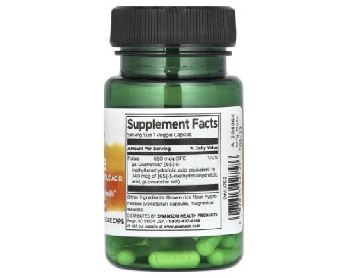 Swanson, Folate, 30 Veggie Caps (680 mcg DFE per Cap)