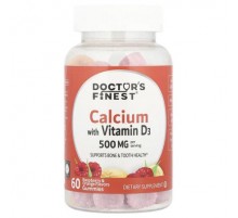 Doctor's Finest, Calcium with Vitamin D3 Gummies, Raspberry & Orange, 60 Gummies (Discontinued Item)