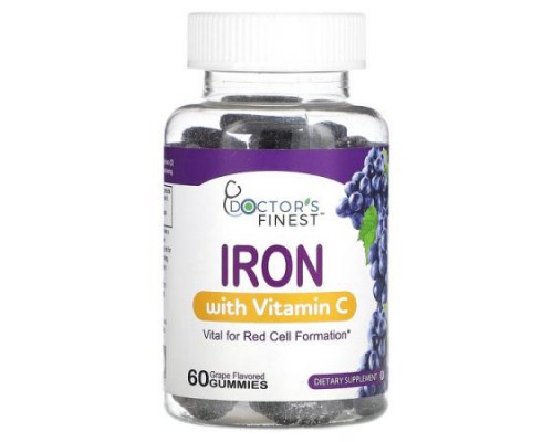 Doctor's Finest, Iron with Vitamin C, Grape, 60 Gummies