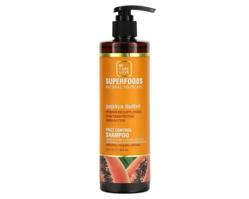 Be Care Love, Superfoods, Natural Hair Care, Frizz Control Shampoo, Papaya Butter, 12 fl oz (355 ml) (Discontinued Item)