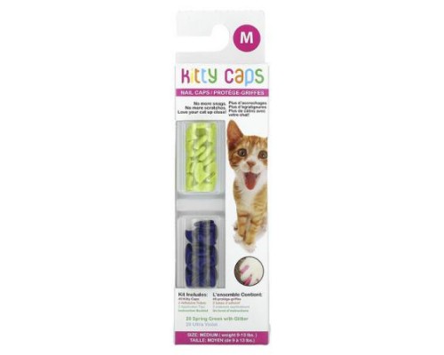 Kitty Caps, Nail Caps Kit, Medium, Spring Green with Glitter, Ultra Violet, 44 Piece Kit