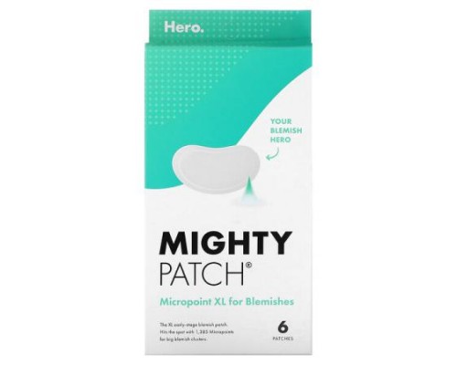 Hero Cosmetics, Mighty Patch® Micropoint XL For Blemishes, 6 Patches