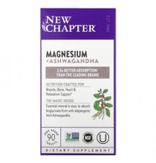 New Chapter, Magnesium + Ashwagandha , 90 Vegan Tablets