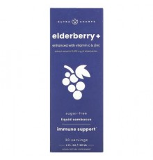 NutraChamps, Elderberry+, Enhanced with Vitamin C & Zinc, Natural Berry, 4 fl oz (120 ml)